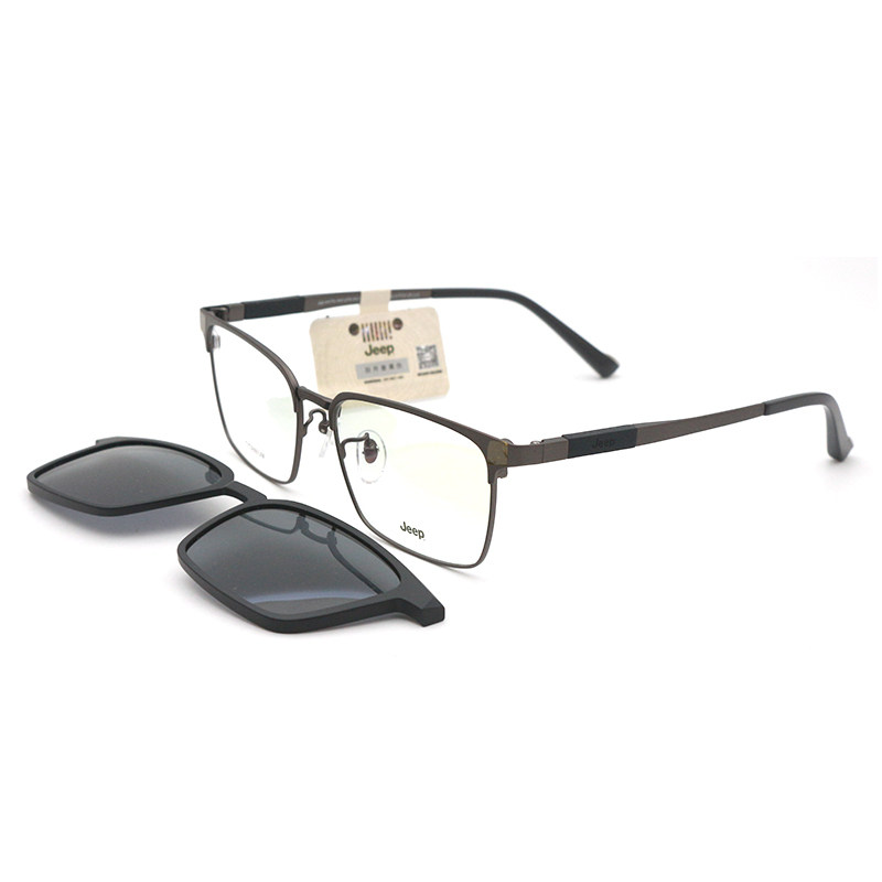 真品Jeep吉普磁吸套镜T7116 男款眼镜框钛架高清偏光太阳镜夹片