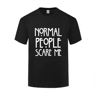 可爱滑稽搞笑短袖圆领棉T恤男宽松 Normal People Scare Me 文字