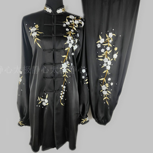 新款 刺绣梅花真丝绸丝麻自选面料颜色表演比赛中国风男女春夏高档