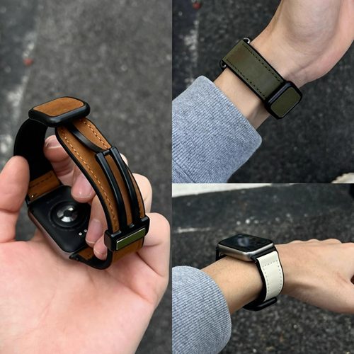 磁吸扣皮质适用小米手环9pro表带