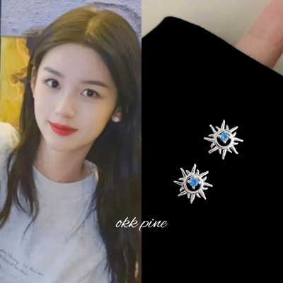 okk pine 迷你太阳耳钉ins风个性甜酷皓石简约耳饰女周也同款耳环