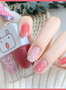 2025春季新色双色指甲油套装无味免烤撕拉快干持久显白紫色儿童