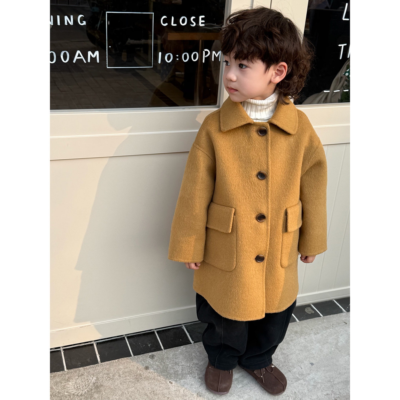 男童2025秋冬100%羊毛双面绒大衣韩版加厚洋气男孩中长款呢子外套,童装/婴儿装/亲子装,呢大衣,淘宝优惠券,粉丝福利购,淘宝优惠卷
