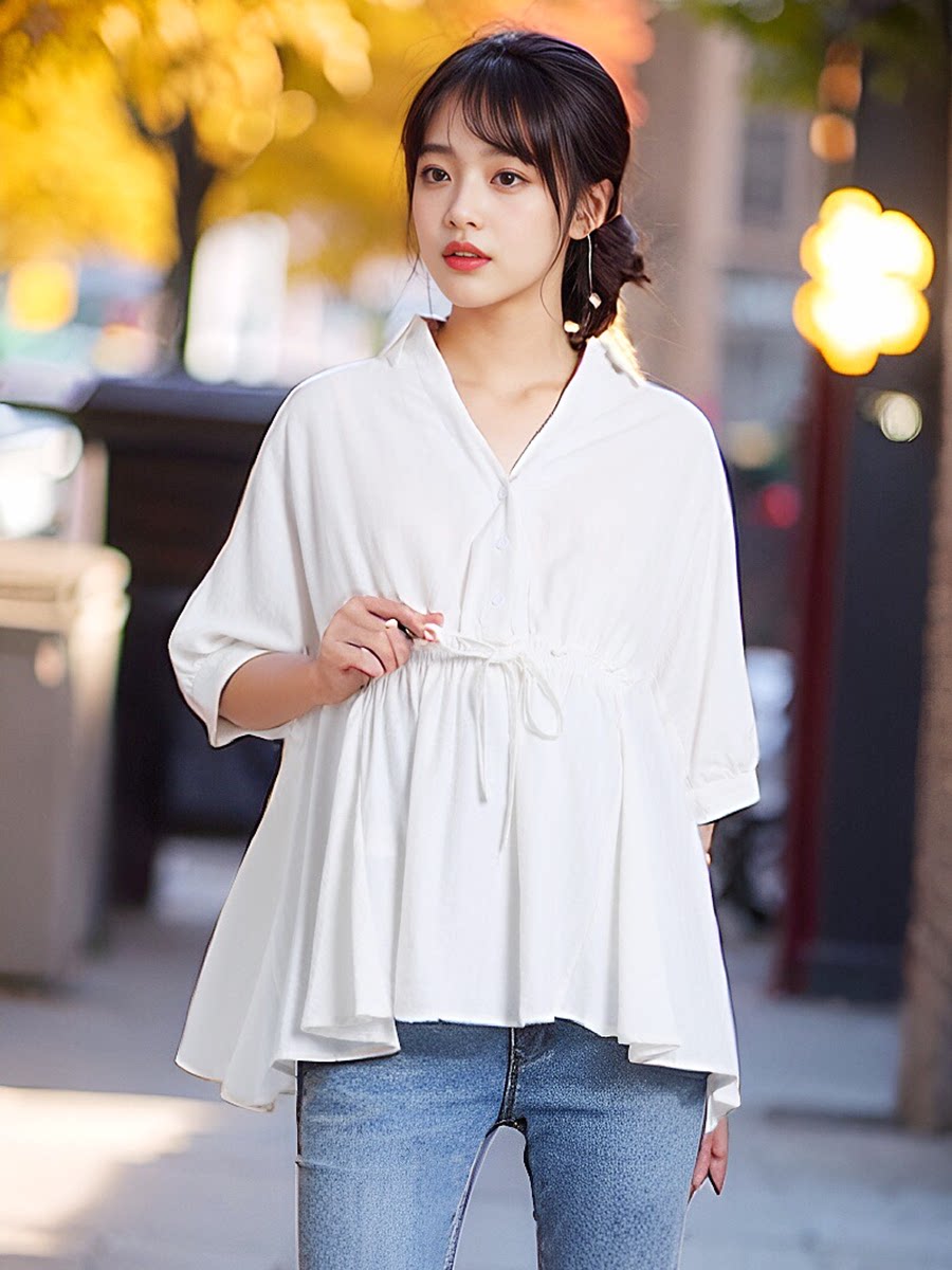 배를 덮는 산모 상의 가을 얇은 긴팔 엉덩이 덮는 바닥 셔츠 뚱뚱한 여자를 위한 헐렁한 특대 사이즈 셔츠 200파운드