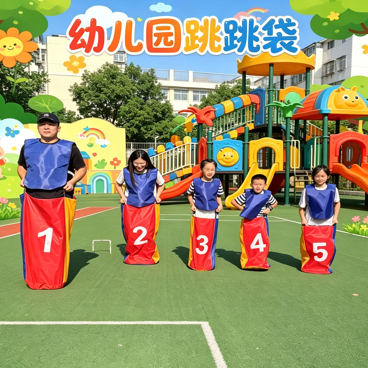 袋鼠跳跳袋成人跳布袋团建拓展幼儿园活动游戏道具趣味运动会器材
