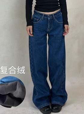 Vintage501高质感！百搭耐穿加绒保暖复古直筒显瘦低腰牛仔裤女