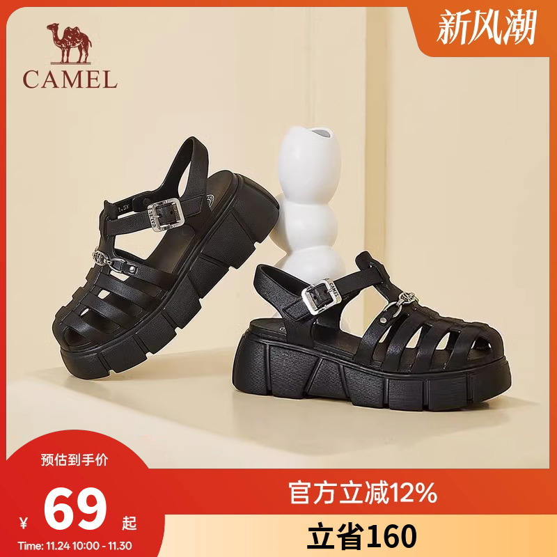 2023女鞋骆驼拖鞋女包头凉鞋