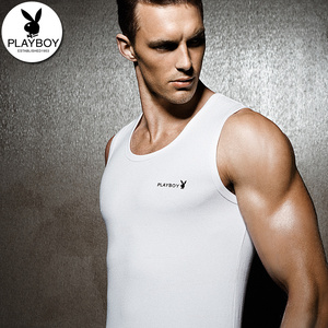 花花公子背心男青年透气圆领V领打底汗衫运动紧身休闲男士背心