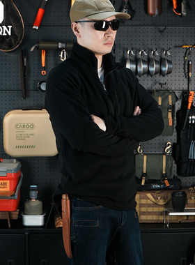 KIDON秋冬L2抓绒衣户外战术保暖内衣防寒滑雪骑行立领套头衫卫衣