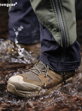 爱默生新款户外战术靴行者中帮徒步鞋防水防滑沙漠靴透气登山鞋男