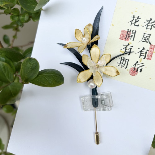 非遗绒花国风兰花胸针衣服配饰送朋友闺蜜外国人毕业礼物