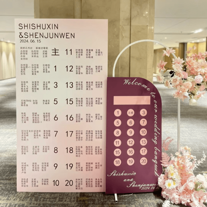 结婚订婚婚礼宴会席位图kt板宾客名单迎宾牌生日宴座位表指引定制