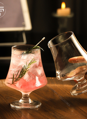 中式高脚玻璃杯微醺酒杯咖啡杯果汁杯苏打气泡水杯饮料杯鸡尾酒杯