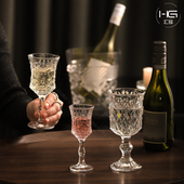 高颜值家用高脚杯法式 浪漫复古香槟杯微醺白葡萄甜酒玻璃杯红酒杯
