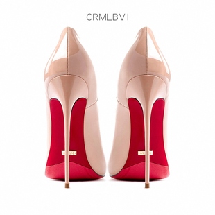 2026新款春裸色红底高跟鞋女气质高级不累脚绝美细跟尖头侧空单鞋