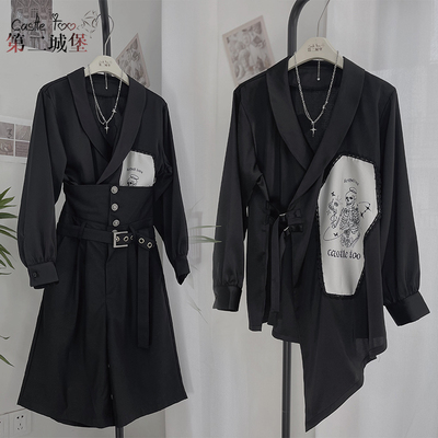 第二城堡雪纺设计款衬衫西装短裤