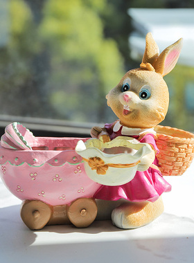 可爱卡通小兔子多肉花盆组合创意拼盘盆室内花盆大口径树脂非陶瓷