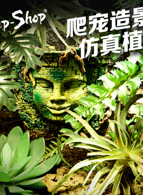 爬虫饲养箱陆龟蜥蜴变色龙热带雨林仿真植物生态缸沙漠造景装饰