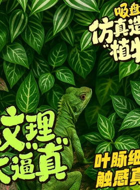 爬宠仿真造景植物爬虫睫角陆龟蜥蜴角蛙饲养箱绿植雨林缸树叶装饰