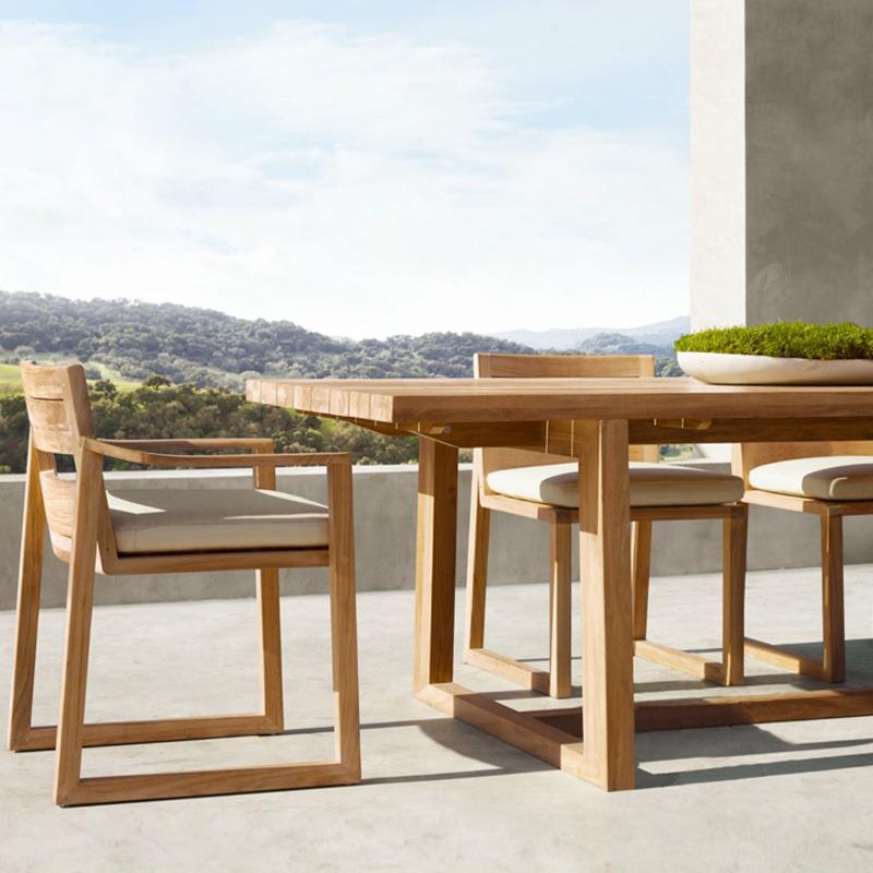 户外桌庭院实露天园防水防晒防腐花柚美式长桌木桌椅做旧木休闲户