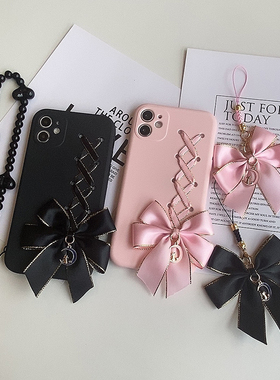 甜酷少女蝴蝶结适用vivoX21/X23/X27/X60/X70/X80/X50/X90pro+手机壳S7e/S9/S12pro/S15/S16e手链Nex软套S17