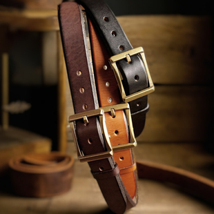 粗犷美式复古加厚真皮带头层牛皮男士皮带铜扣休闲牛仔裤腰带男款