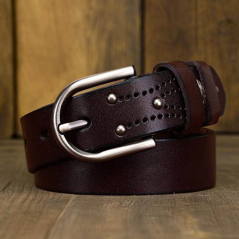 复古个性百搭潮流真皮女士皮带头层纯牛皮针扣休闲牛仔裤腰带女款,服饰配件/皮带/帽子/围巾,腰带/皮带/腰链,淘宝优惠券,粉丝福利购,淘宝优惠卷