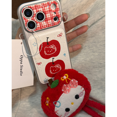 可爱卡通猫咪苹果适用苹果16promax手机壳iphone17新款15pro女款14大视窗皮纹防摔13全包防摔保护套挂绳