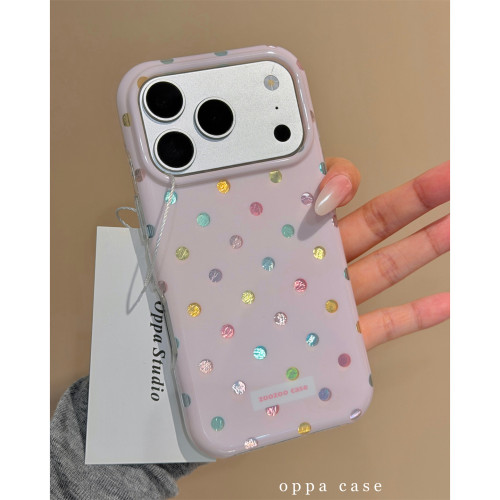 少女心ins彩色波点适用苹果17promax手机壳iphone17pro新款15pro超火14锡纸纹17双层壳16pro软壳13保护套