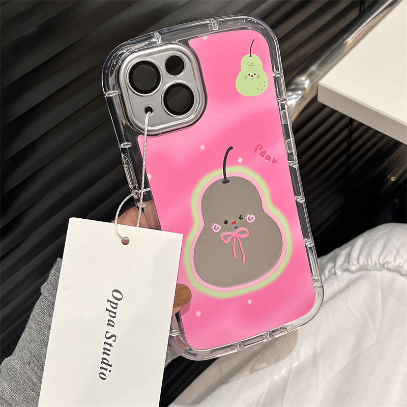 小众ins镜面可爱梨子适用iphone15promax苹果14手机壳11新款15pro女12创意卡通13pm自带镜头膜全包防摔软壳套 3C数码配件 手机保护套/壳 原图主图