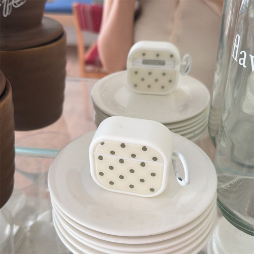高级感豆绿色波点适用airpodspro保护壳新款苹果airpods软壳airpods3保护套pro蓝牙耳机壳潮