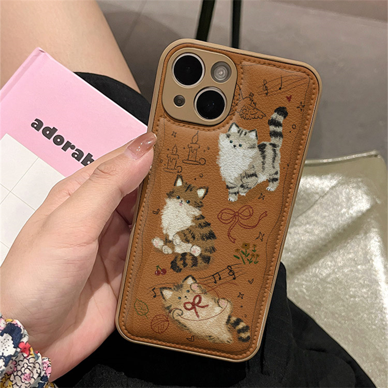 小众复古涂鸦猫咪手机壳
