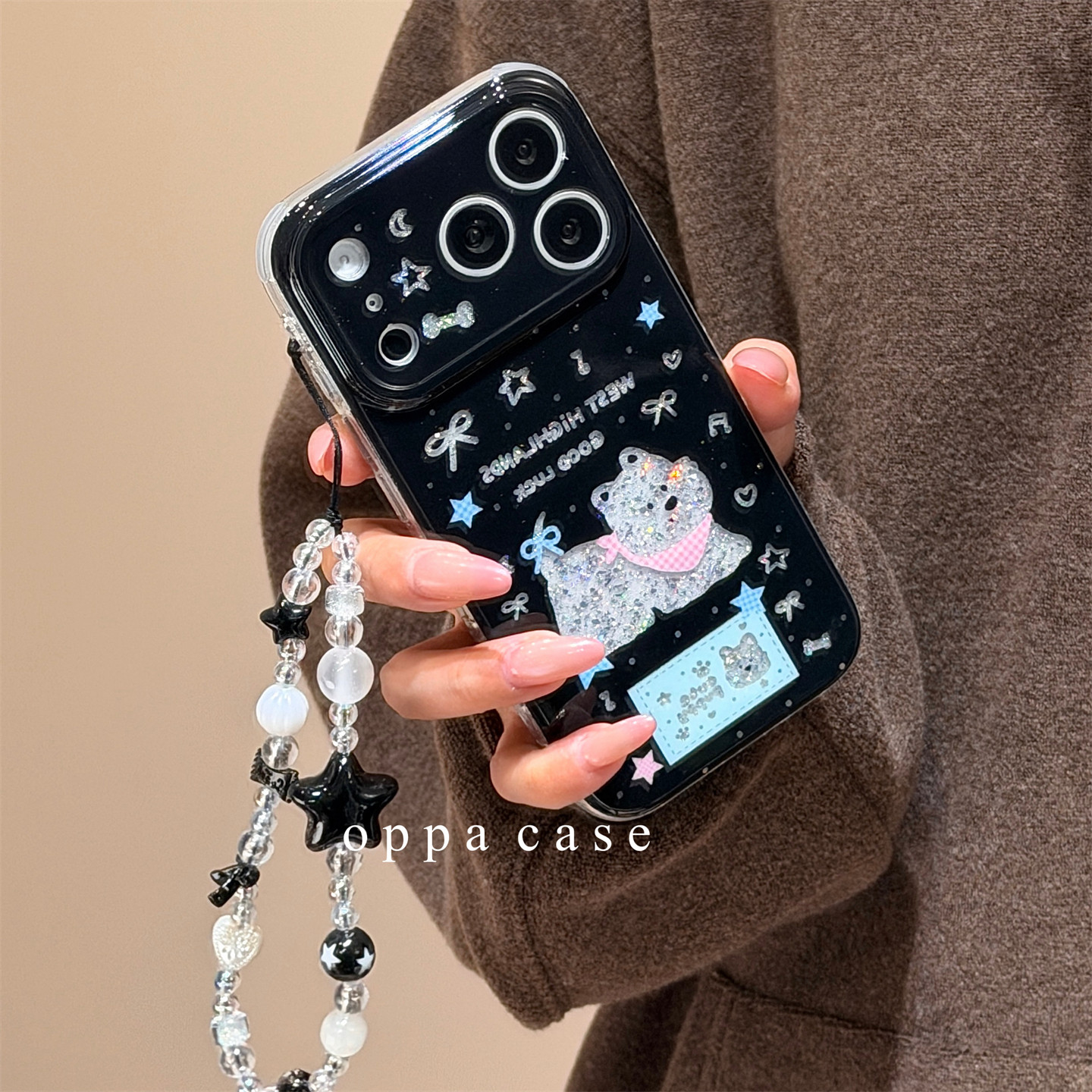 ins镂空闪粉星星蝴蝶结西高地适用苹果16promax手机壳iphone17新款15pro少女14双层全包软壳13保护套,3C数码配件,手机保护套/壳,淘宝优惠券,粉丝福利购,淘宝优惠卷