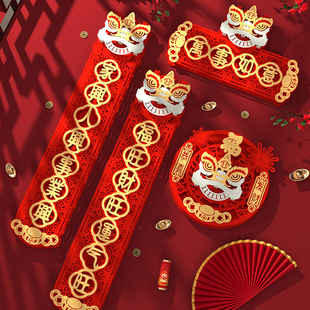 蛇年2025氛围装饰对联工厂大门防水中国风大门口炮仗春联财神横幅