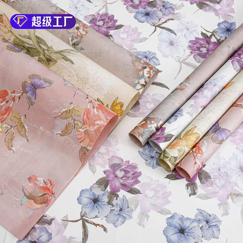 新款花卉风华纸防水鲜花包装材料