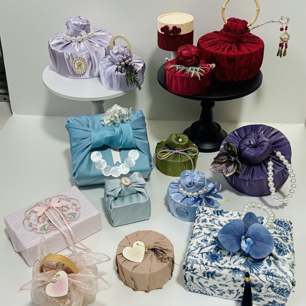 风吕敷伴手礼喜糖盒样品包 成品发货  大小4款包邮