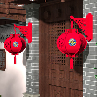 2026过年欢度春节红灯笼长型醒狮原创门口红辣椒福字别墅护士站