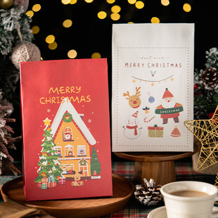 圣诞新年雪花酥牛轧糖盒子 红枣核桃糕自立包装袋 纽扣饼干糖果盒