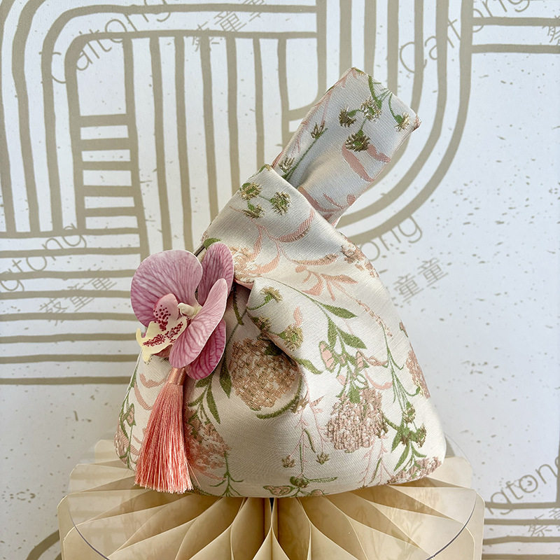 新中式金丝提花手提袋蝴蝶兰中国风礼品袋凤吕敷系列手拎包