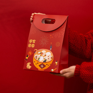 新年手提包装袋礼物礼盒礼品空盒袋子婚庆年货纸袋春节过年糖果