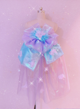 日本和服浴衣专用腰花定型拖尾花团蓝紫色蛋糕蕾丝兵儿带