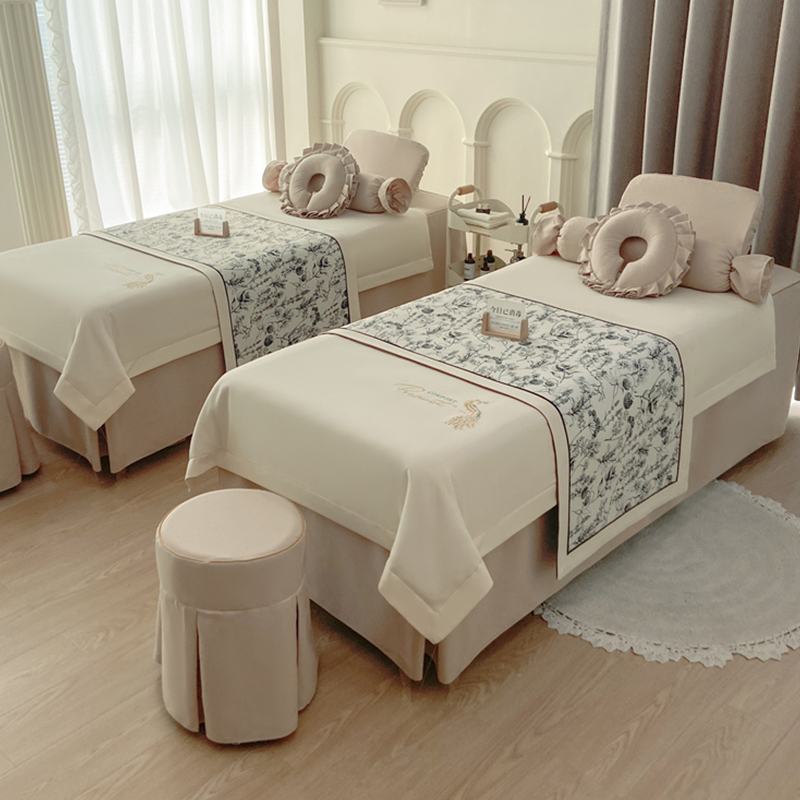 2025新款美容床床罩四件套轻奢高档美容院按摩头疗床单件四季通用