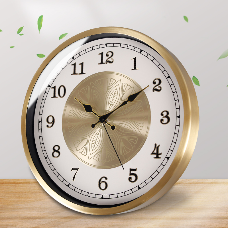 TQJ黄铜高档轻奢圆形挂墙挂钟