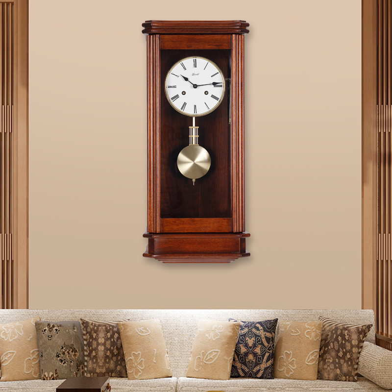 TQJ德国赫姆勒欧式客厅实木挂钟老式机械家用挂表时尚古董时钟表