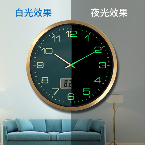 TQJ轻奢黄铜夜光静音挂钟
