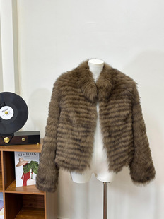 25薄荷巧克力晕染霜色狐狸毛皮草外套女短款气质立领车条款外套女