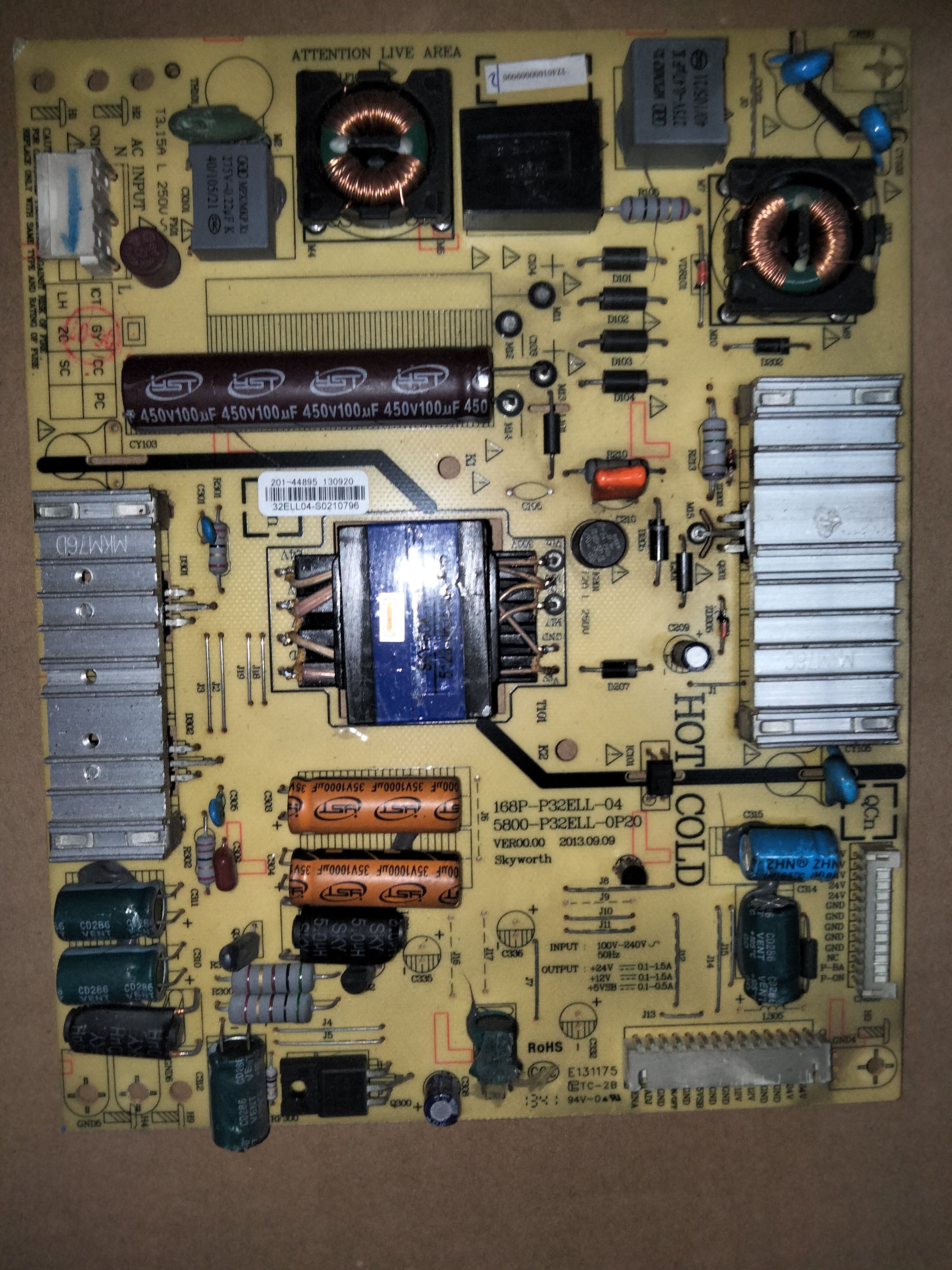创维32e680f液晶电视电源板168p-p32ell-04 5800-p32ell-0p10/20