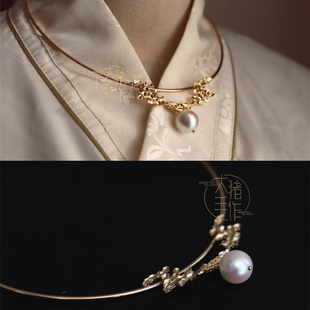 大猪手作原创七彩仿珍珠璎珞项圈大珠子祥云项链汉服Lolita配饰