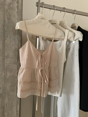 甜美系带吊带衫套装女单穿夏季2025新款无袖背心配裤子减龄韩版