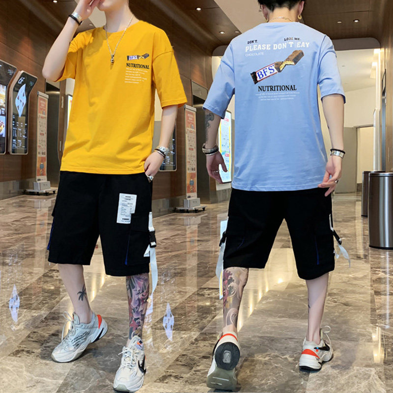 寬鬆版T恤短袖短褲套裝巧克力組合圖